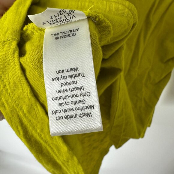 Athleta Lime Green Embroidered V-Neck Womens Short Sleeve Top - Size L - Picture 7 of 8
